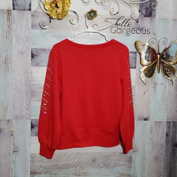INC Sz M Red VNeck Embellished Sweater Gorgeous! 425 - Picture 7 of 8